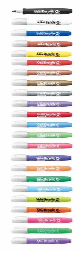 Artline - Decorite Brush - Metallic Markers set van 4 - wit - zilver - goud - brons