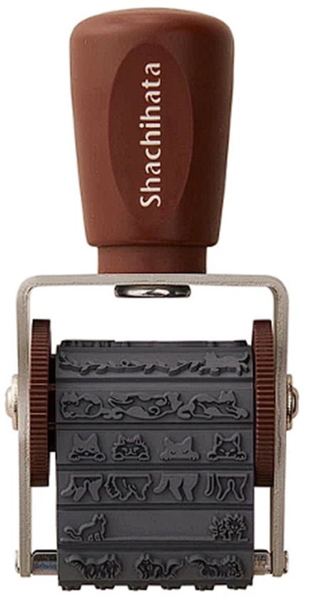 Shachihata - Journaling - Roterende rubberstempel Katten - Iromoyo STEMPELKUSSEN kastanjebruin - 63 x 40 mm