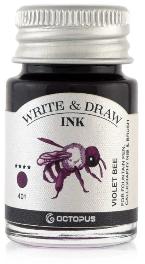 Glazen dip pen set Blauw - Potje Octopus inkt violet bee