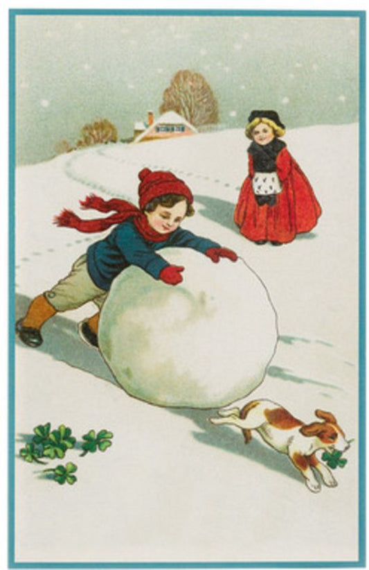 Nostalgische kerstkaarten - 4 stuks - Klassieke Vintage afbeeldingen - Winter - Sneeuw - Feestelijk - Jaarwisseling - Oude Brocante kerstkaarten 15X10,5 en 14X9