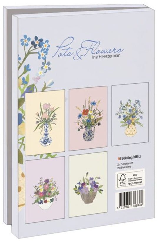 Kaartenmapje met env, groot: Pots & Flowers, Ine Heesterman