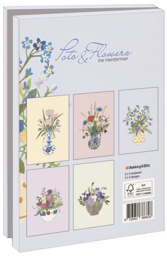 Kaartenmapje met env, groot: Pots & Flowers, Ine Heesterman