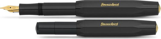 Kaweco Vulpen Sport Classic Black Fountain Pen met doosje vullingen en boekenlegger - Medium