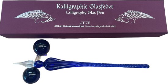 Glazen dip pen set, Glazen pen, kalligrafie-pen voor kunst, schilderen, wenskaarten, handtekeningen, kalligrafie. Kleur blauw