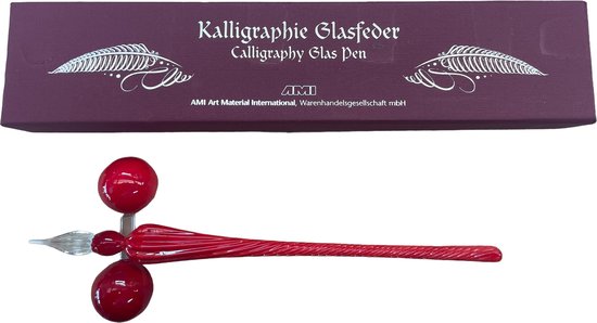 Glazen dip pen set, Glazen pen, kalligrafie-pen voor kunst, schilderen, wenskaarten, handtekeningen, kalligrafie. Kleur rood