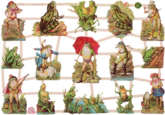 Poëzieplaatjes - Serie 1J - 6 vellen - plaatjes - hobby - creatief - decoupage - knutselen - scrapboek - met VLINDERS - KIKKERS - BOERDERIJ DIEREN - POEZEN - BLOEMEN - HONDEN