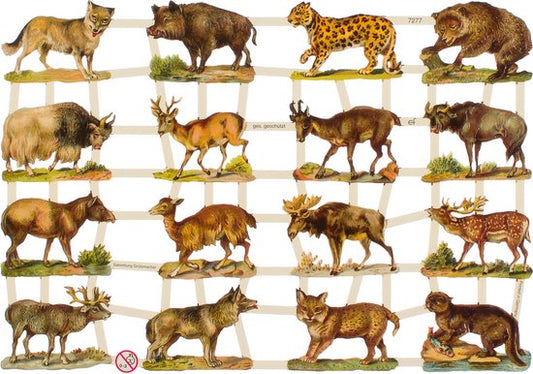 Poëzieplaatjes - 6 vellen - plaatjes - hobby - creatief - decoupage - knutselen - scrapboek met bloemen - kikkers - honden - wilde dieren - vogels