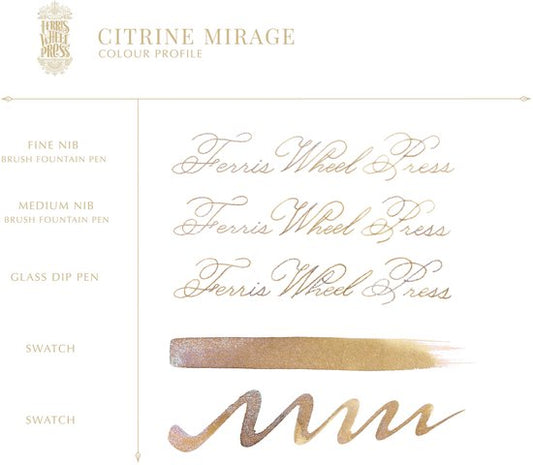 Ferris Wheel Press - schrijfinkt - klein flesje 10cc - FerriTales | Bestiary Series - Citrine Mirage Ink 10ml