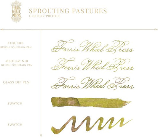 Ferris Wheel Press - schrijfinkt - klein flesje 10cc - FerriTales | Bestiary Series - Sprouting Pastures Ink 10ml