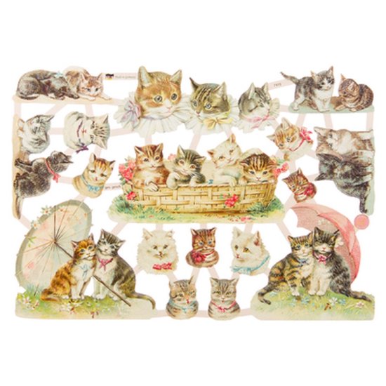 Poëzieplaatjes - 6 vellen - plaatjes - hobby - creatief - decoupage - knutselen - scrapboek met Katten - Vogels - Honden - Bloemen - Kikkers - Engelen