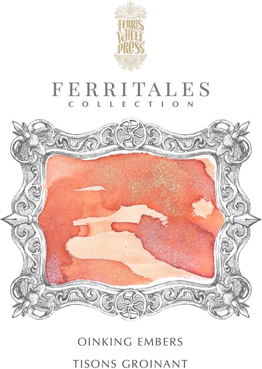 Ferris Wheel Press - schrijfinkt - klein flesje 10cc - FerriTales | The Three Little Pigs - Oinking Embers Ink 10ml