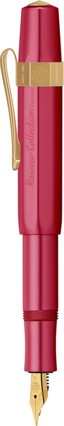 Kaweco - Cadeauset - 4delig - Kaweco AL Sport COLLECTION Fountain Pen RUBY RED Vulpen Extra Fine - Nostalgic Octagonal Clip Gold Plated - Zwart Vintage blikje - Doosje Royal Blue - Doosje zwarte Vullingen