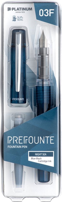Platinum - Preppy - Prefounte Vulpen - Fine - Night Sea - Met vullingen Zwart