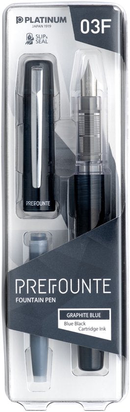 Platinum - Preppy - Prefounte Vulpen - Medium - Graphite Blue - Met vullingen Zwart