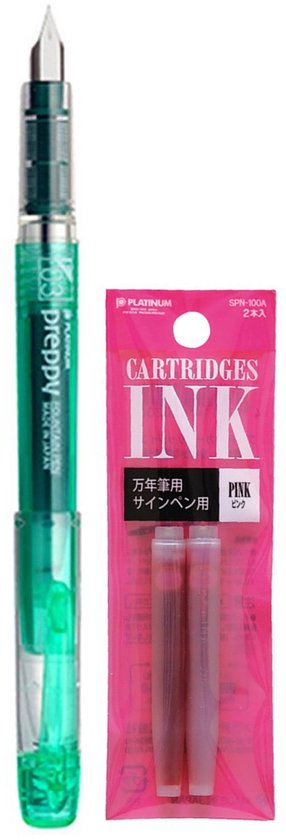 Platinum - Preppy Fountain pen Japan - Fine - 0,3 - GROEN - vullingen ROZE