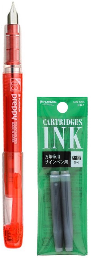 Platinum - Preppy Fountain pen Japan - MEDIUM - 0,5 - ROOD - vullingen GROEN