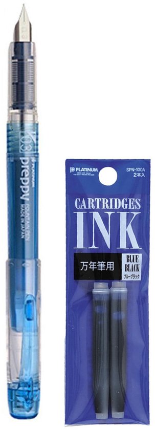 Platinum - Preppy Fountain pen Japan - Fine - 0,2 - BLAUW - vullingen DONKERBLAUW