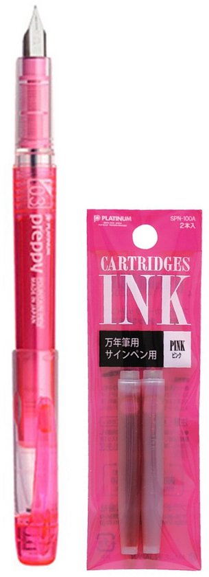 Platinum - Preppy Fountain pen Japan - Fine - 0,3 - ROZE - vullingen ROZE
