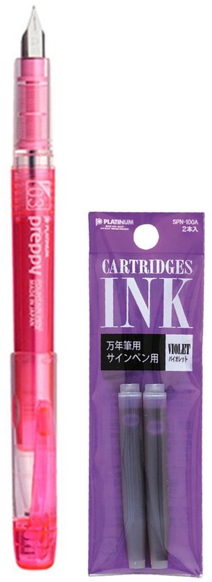 Platinum - Preppy Fountain pen Japan - Fine - 0,3 - ROZE - vullingen PAARS