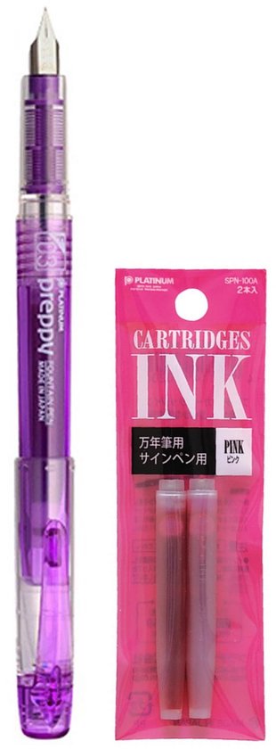 Platinum - Preppy Fountain pen Japan - Fine - 0,3 - PAARS - vullingen ROZE