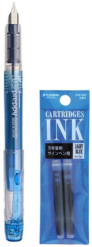 Platinum - Preppy Fountain pen Japan - Fine - 0,2 - BLAUW - vullingen LICHTBLAUW