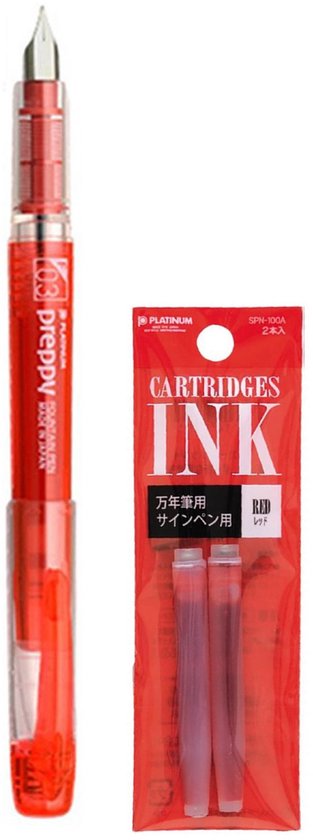 Platinum - Preppy Fountain pen Japan - Extra Fine - 0,2 - ROOD - vullingen ROOD