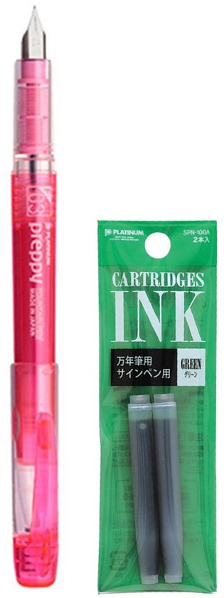 Platinum - Preppy Fountain pen Japan - Fine - 0,3 - ROZE - vullingen GROEN