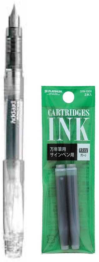 Platinum - Preppy Fountain pen Japan - Fine - 0,3 - TRANSPARANT - vullingen GROEN