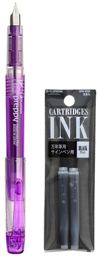 Platinum - Preppy Fountain pen Japan - Fine - 0,3 - PAARS - vullingen Zwart