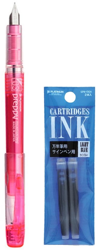 Platinum - Preppy Fountain pen Japan - Fine - 0,3 - ROZE - vullingen LICHTBLAUW