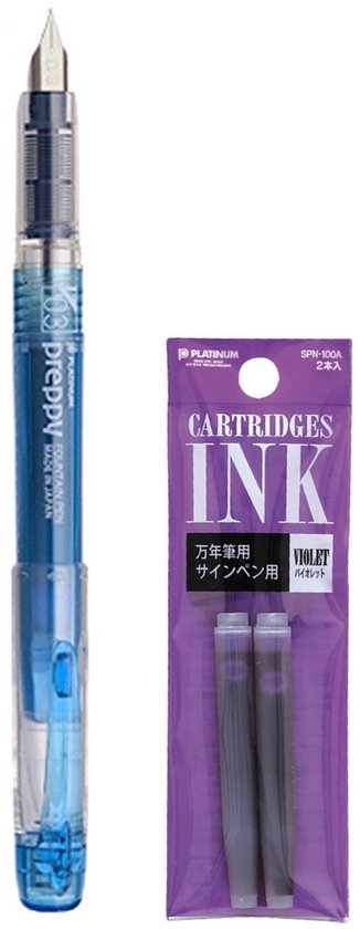 Platinum - Preppy Fountain pen Japan - Fine - 0,2 - BLAUW - vullingen PAARS