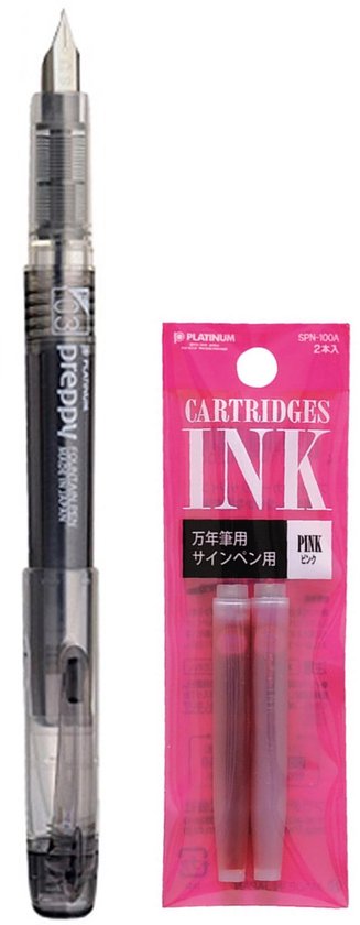 Platinum - Preppy Fountain pen Japan - Extra Fine - 0,2 - ZWART - vullingen ROZE