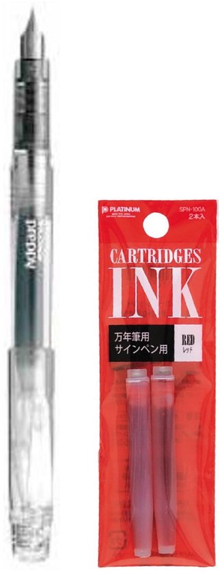 Platinum - Preppy Fountain pen Japan - Fine - 0,3 - TRANSPARANT - vullingen ROOD
