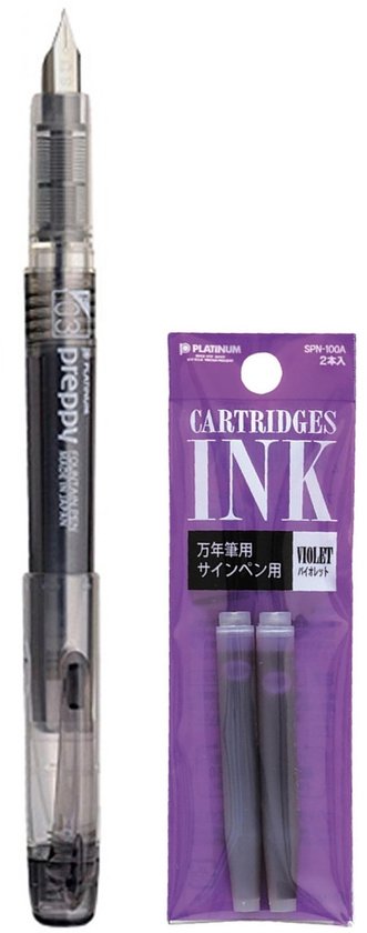 Platinum - Preppy Fountain pen Japan - MEDIUM - 0,5 - ZWART - vullingen PAARS