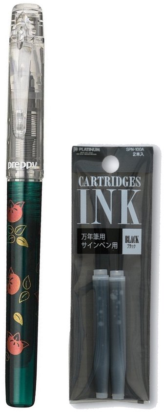 Platinum Preppy Modern Maki-e 2nd Edition Fountain Pen - Fine – Citrus Tachibana vulpen – Groen - Limited Edition - Met vullingen