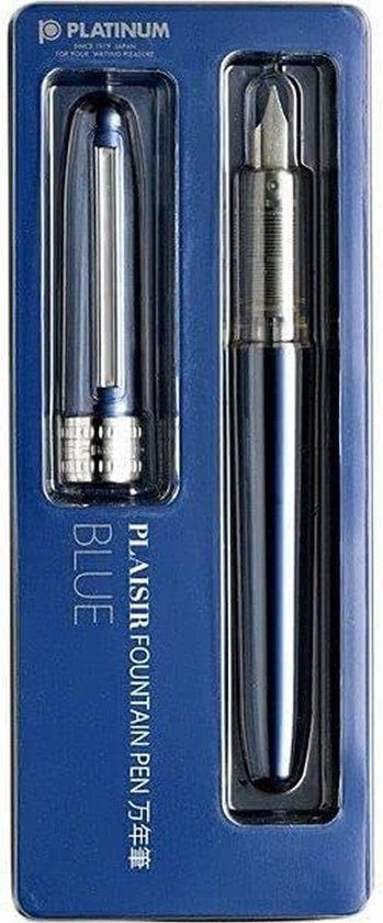 Platinum Japan - Plaisir Fountain Pen - Medium - Vulpen - Blauw - penpunt: Medium 05 - Met extra vullingen Lichtblauw