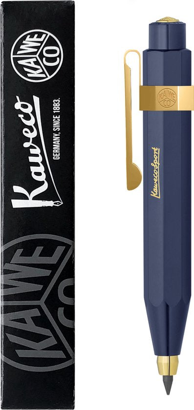 Kaweco - Vulpotlood 3,2 - Classic Sport - Oktogonal Clip Vergoldet - Blauw - Met doosje vullingen Zwart - Doosje vullingen 3 kleur