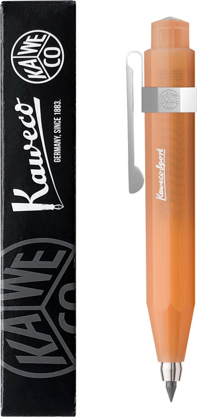 Kaweco - Vulpotlood 3,2 - Frosted Sport - Oktogonal Clip Chrome - Soft Mandarin - Met doosje vullingen Zwart - Doosje vullingen 3 kleur