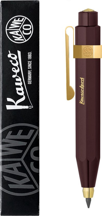 Kaweco - Vulpotlood 3,2 - Classic Sport - Oktogonal Clip Vergoldet - Aubergine - Met doosje vullingen Zwart - Doosje vullingen 3 kleur
