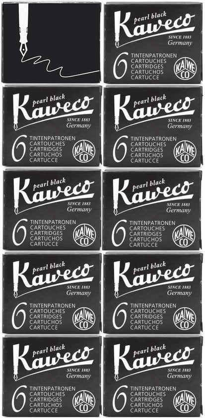 Kaweco Vulpen vullingen Zwart, Pearl Black, 10 doosjes