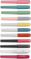 Kaweco - Vulpen Perkeo INFRARED - MEDIUM - Tin Box long - Clip Silver - Dispenser Twist & Out silver with 8 blue cartridges - doosje zwarte Vulpeninkt