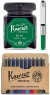 Kaweco - Ink bottle en Standaard Converter - Palm Green - potje vulpeninkt - Groene originele Kaweco-inkt in 50 ml glas - Converter met groene achterkant - doosje 10 patronen