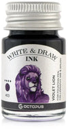 Octopus Write and Draw Ink Set BASIC MIX, watervaste inkt voor schrijven en tekenen, kalligrafie inkt, lichtechte tekeninkt voor vulpen, glaspen, penseel, 6 x 10 ml