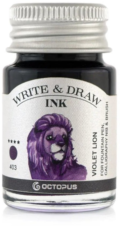 Octopus Write and Draw Ink Set BASIC MIX, watervaste inkt voor schrijven en tekenen, kalligrafie inkt, lichtechte tekeninkt voor vulpen, glaspen, penseel, 6 x 10 ml