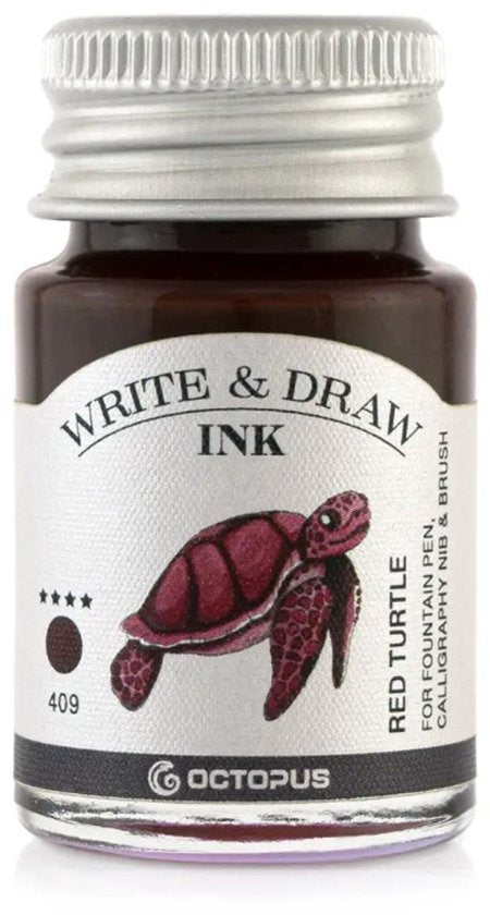 Glazen dip pen set Oranje - Potje Octopus inkt red turtle