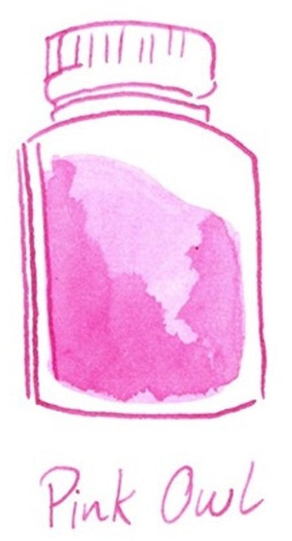 Glazen dip pen set Blauw - Potje Octopus inkt pink owl