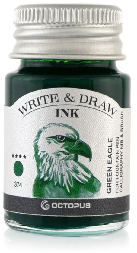 Octopus Write and Draw Ink Set BASIC BRIGHT, watervaste inkt voor schrijven en tekenen, kalligrafie inkt, lichtechte tekeninkt voor vulpen, glaspen, penseel, 6 x 10 ml