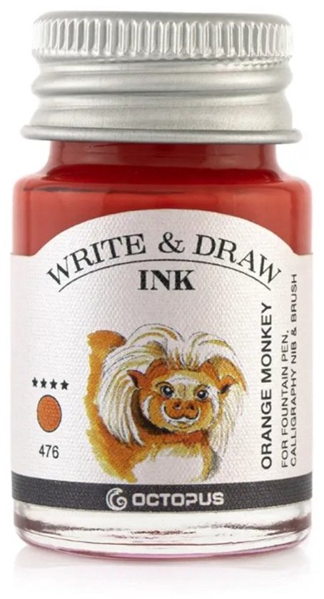 Octopus Write and Draw Ink Set BASIC MIX, watervaste inkt voor schrijven en tekenen, kalligrafie inkt, lichtechte tekeninkt voor vulpen, glaspen, penseel, 6 x 10 ml
