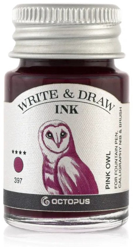 Glazen dip pen set in doosje - Groen - Potje Octopus inkt pink owl