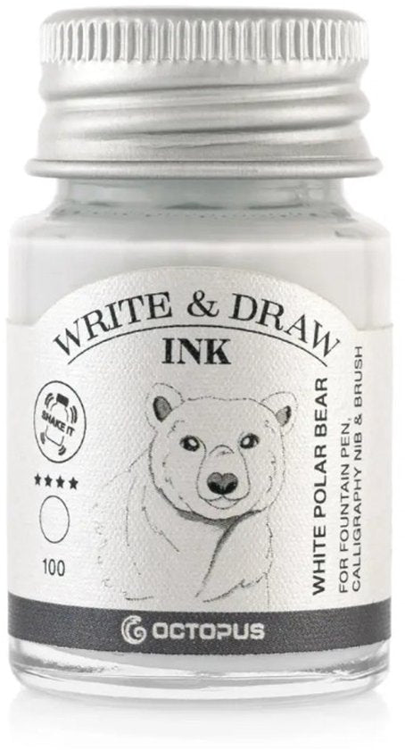 Octopus - Art Material - 2 potjes inkt 10ml - White Polar Bear - Black Elephant
